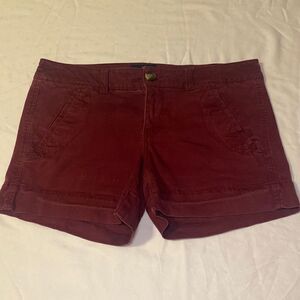 American Eagle Outfitters Womens Maroon Midi Stretch Shorts Size 8 Regular NWOT
